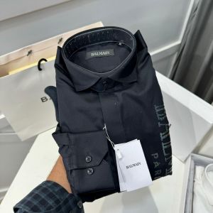 Balmai n paris black reflective logo print premium shirt-with premium box packing and carry bag 1402