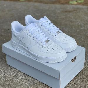 NIK_E AIRFORCE 1 white premium 1ST leather Women Shoes