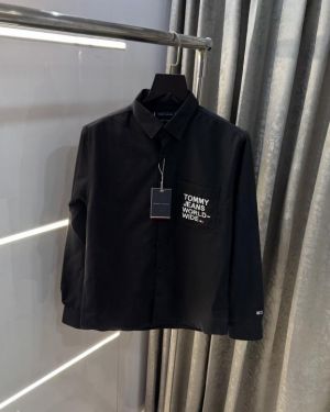 Tommy  Hilfiger Black Embroidery Work Premium Shirt