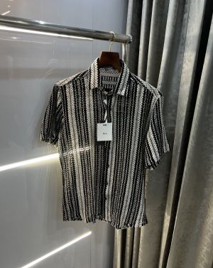 Christian Dio r Black Stripes Premium Crochet Shirt