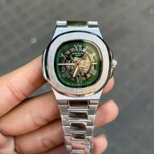 PATEK_PHILIPPE_AUTOMATIC_SKELETON_SILVER_GREEN_DIAL_265
