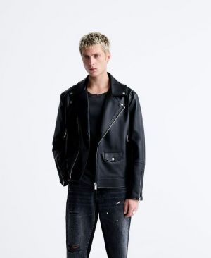 Zar a Black Cross Zip Premium leather Jacket