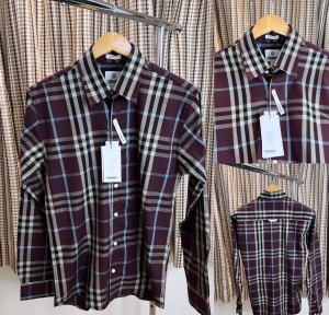 Burberr y checks premium shirt wine 407