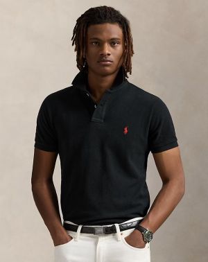 Ralph_Lauren Polo Black Premium Collar Neck T-shirt F2644-BL