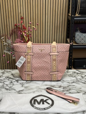 MICHAEL_KORS MAEVE SIGNATURE LOGO SMALL CONVERTIBLE OPEN TOTE WITH DUST BAG (PINK)