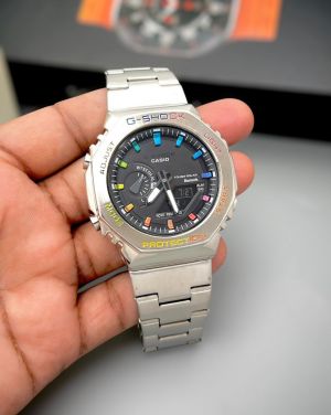 CASIO GSHOCK B2100 METAL SILVER RAINBOW DIAL 308