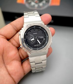 CASIO GSHOCK B2100 METAL SILVER BLACK DIAL 308
