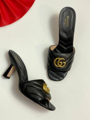 Gucci_GG_Marmont_Black_Mules_Sandal_Heel_For_Women_With_Original_Box_And_Carry_Bag