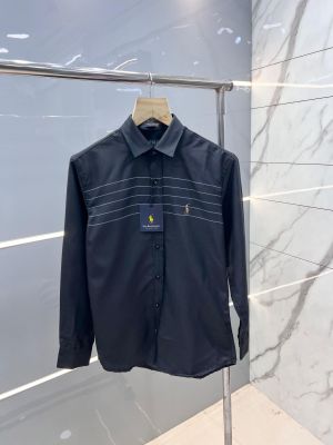Ralph Laure n Navy Blue Premium Shirt Oxford Lycra With custom Branded Button Tagging and Poly Bag 2674