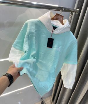 Air Jorda n Aqua Blue Embroidery Logo Imported Hoodie
