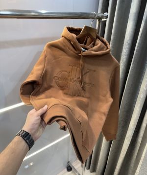 Calvin Klei n Brown Embroidery Logo Premium Hoodie