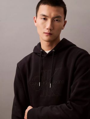 Calvin Klei n Black Embroidery Logo Premium Hoodie