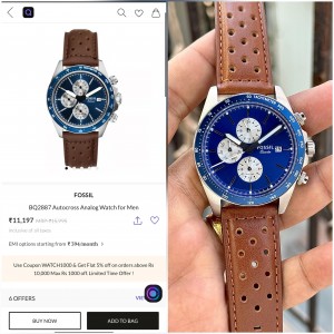 Fossill BQ2887 Autocross Blue dial brown leather and pure racing spirit on your wrist