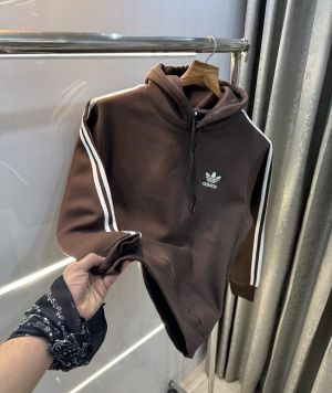 Adida s Brown Embroidery Logo Premium Classic Hoodie