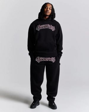 HoodRich Black Embroidery Logo Imported Tracksuit 