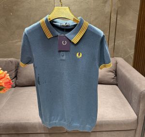 FRED PERRY BLUE YELLOW KNITTED PREMIUM POLO