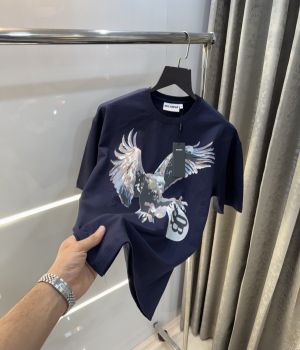 Bluorang Navy Blue Eagle Print Imported Oversized T-Shirt