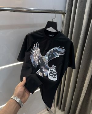 Bluorang Black Eagle Print Imported Oversized T-Shirt