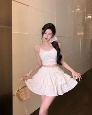 Women Burb Skirt With Top Cream SB164-C