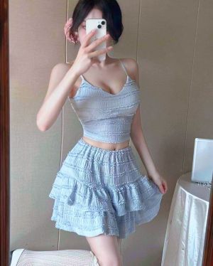 Women Burb Skirt With Top Sky Blue SB164-SK