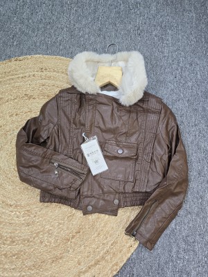 WOMEN FUR JACKET BROWN SB129-BR