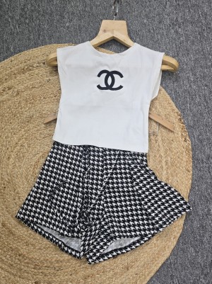 CHANE L T SHIRTS SHORTS WHITE SB112-W-F
