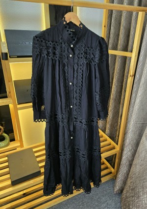 Zar a Women Long Pearl Dress Black SB49-BK