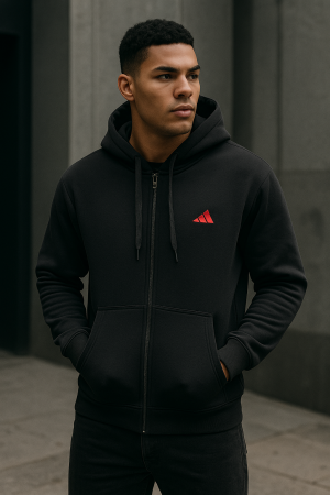 ADIDA_S BLACK RED LOGO IMPORTED PREMIUM HOODIE