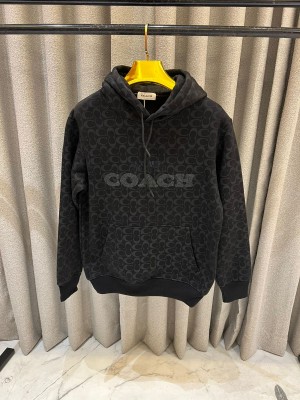 COAC_H BLACK PRINTED FRONT EMBORSSED PREMIUM HOODIE