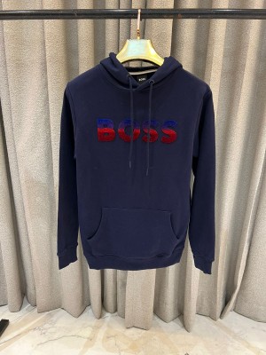 BOSS NAVY BLUE FRONT EMBORSSED PREMIUM HOODIE