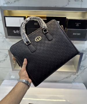 Gucc i Black Monogram Luxury Classic Laptop Bag
