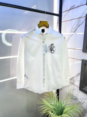 Arman_i Exchange Snake Logo Print White Premium Shirt With Brand Box Packing And Carry Bag F2602-WH