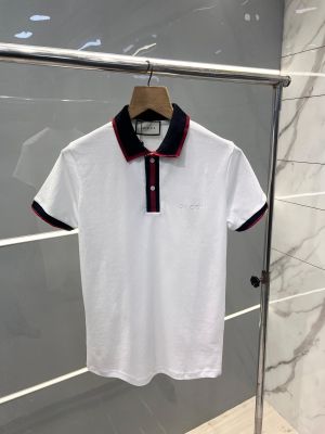 Gucc i White Premium Polo TShirt with 275 gsm Pique 4way lycra fabric and Jaquard Collar with Embroidered Logo 2535