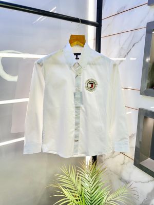 Tommy_Hilfiger White Embroidery Logo Oxford Lycra Premium Shirts F2618-WH