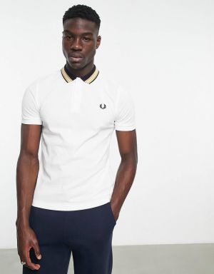 Fredperry White Embroidery Logo Premium Polo T-Shirt