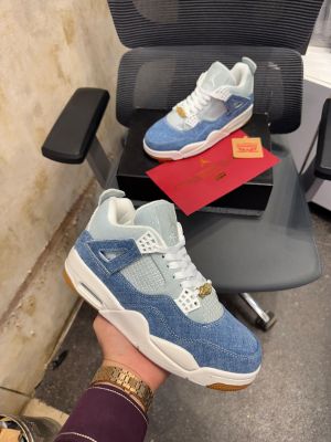 Nik e Air Jordan 4 Tex Denim Worn Blue Basketball Sneakers