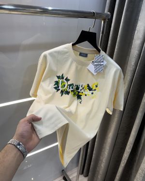 Christian Dio r Cream Logo Print Imported Oversized T-Shirt