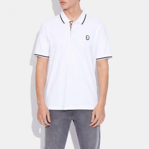 Coac h White Patch Logo Imported Polo T-Shirt