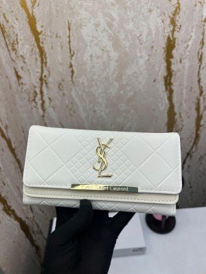 YSL PREMIUM LONG WALLET WITH OG BOX 8013 WHITE 