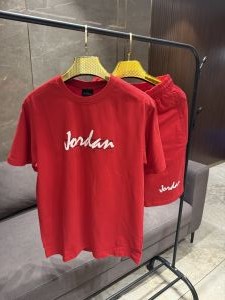 AIR JORDAN RED PREMIUM CORD SET (TSHIRT  SHORTS)