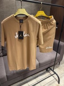AIR JORDAN BEIGE PREMIUM CORD SET (TSHIRT  SHORTS)