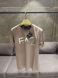 EMPORIO ARMAN_I EA7 BROWN PREMIUM FRONT PRINTED TSHIRT