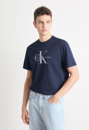 Calvin Klei n Navy Premium Imported Round Neck T Shirt with Emboss Printed Logo 2521