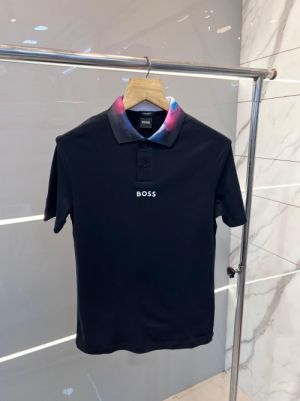 Boss White Premium Imported 240 GSM Interlock Lycra Fabric Polo T shirt Collar Design 2339