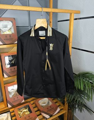 Burb Collar Paten Shirt Black K85-BK