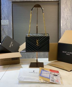 YSL SAINT LAURENT COLLEGE MEDIUM CHAIN BAG  khaki dubble box packing 5376
