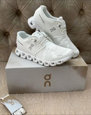 On Cloud 5 All White Running Shoes