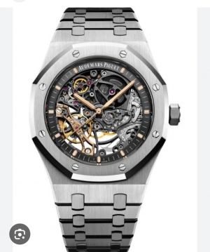 AUDEMARS PIGUE.T SKELETON WATCH Double balance wheel Silver black 
