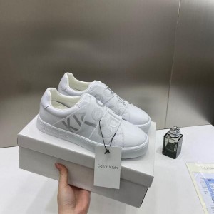 Calvin Klein Jeans White Womens Classic Cupsole Elast Webbing Sneaker Ck 5 White