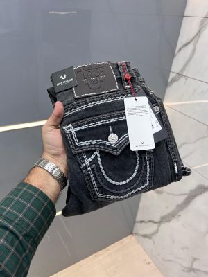 True Religion Black Premium Imported Embroidered Design Straight Fit Denim with back flap pocket 2787 